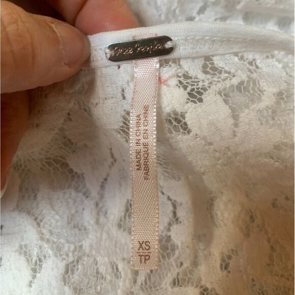 Free People Lace Back Burnout Striped Shirt XS Oversized White - Picture 5 of 7